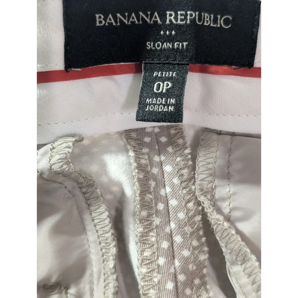 Banana Republic Sloan Fit Petite 0‎ Polka Dot Print Dress Pants Khaki